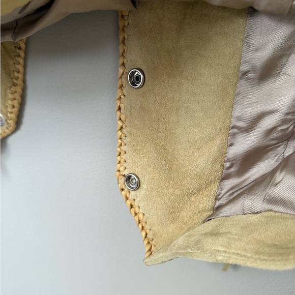 Vintage 90’s Overland Suede Fringe Jacket Beaded Collar Bone Detail USA Women 14 - Picture 7 of 15